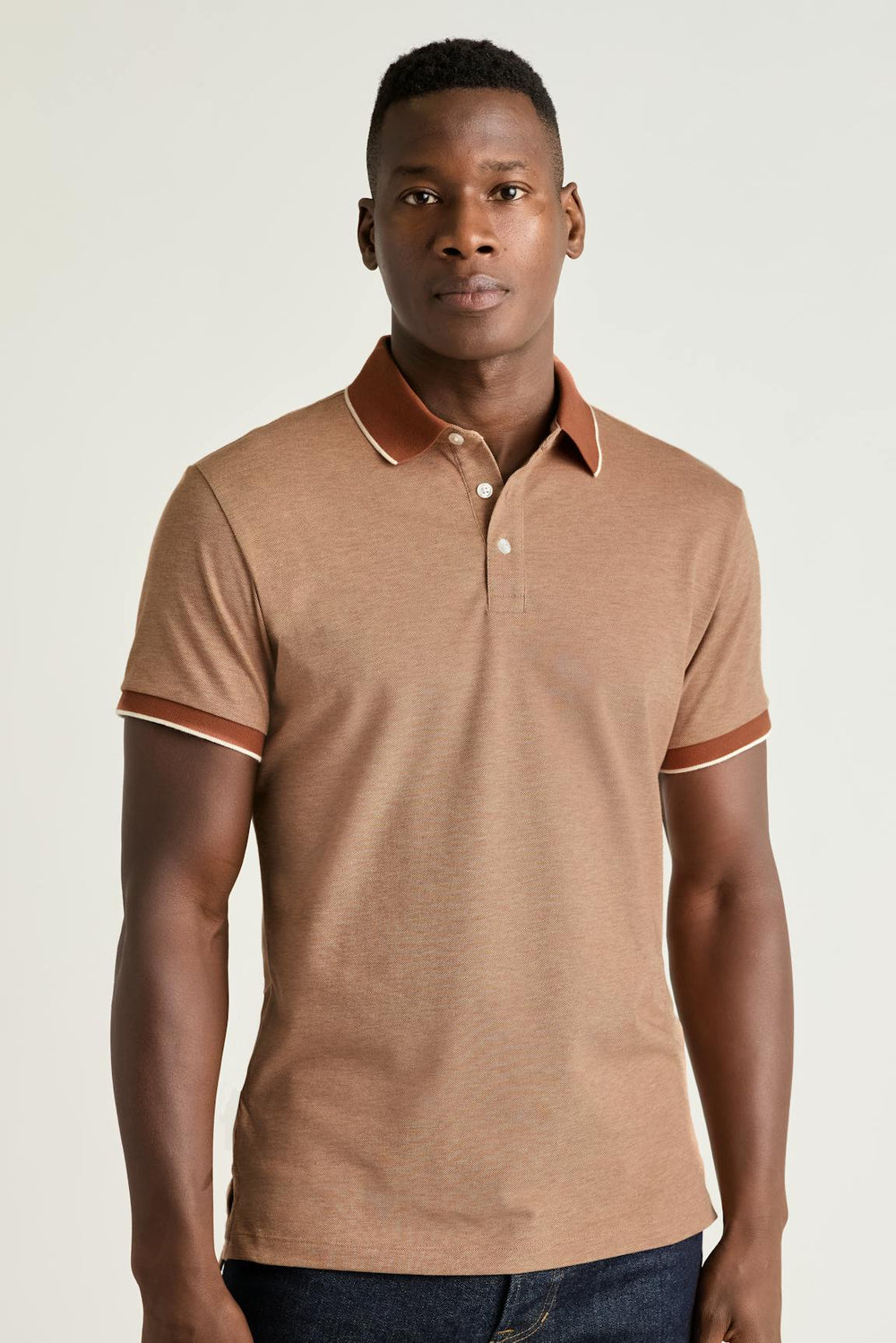 Stretch Pique Polo / Bonobos - rust heather