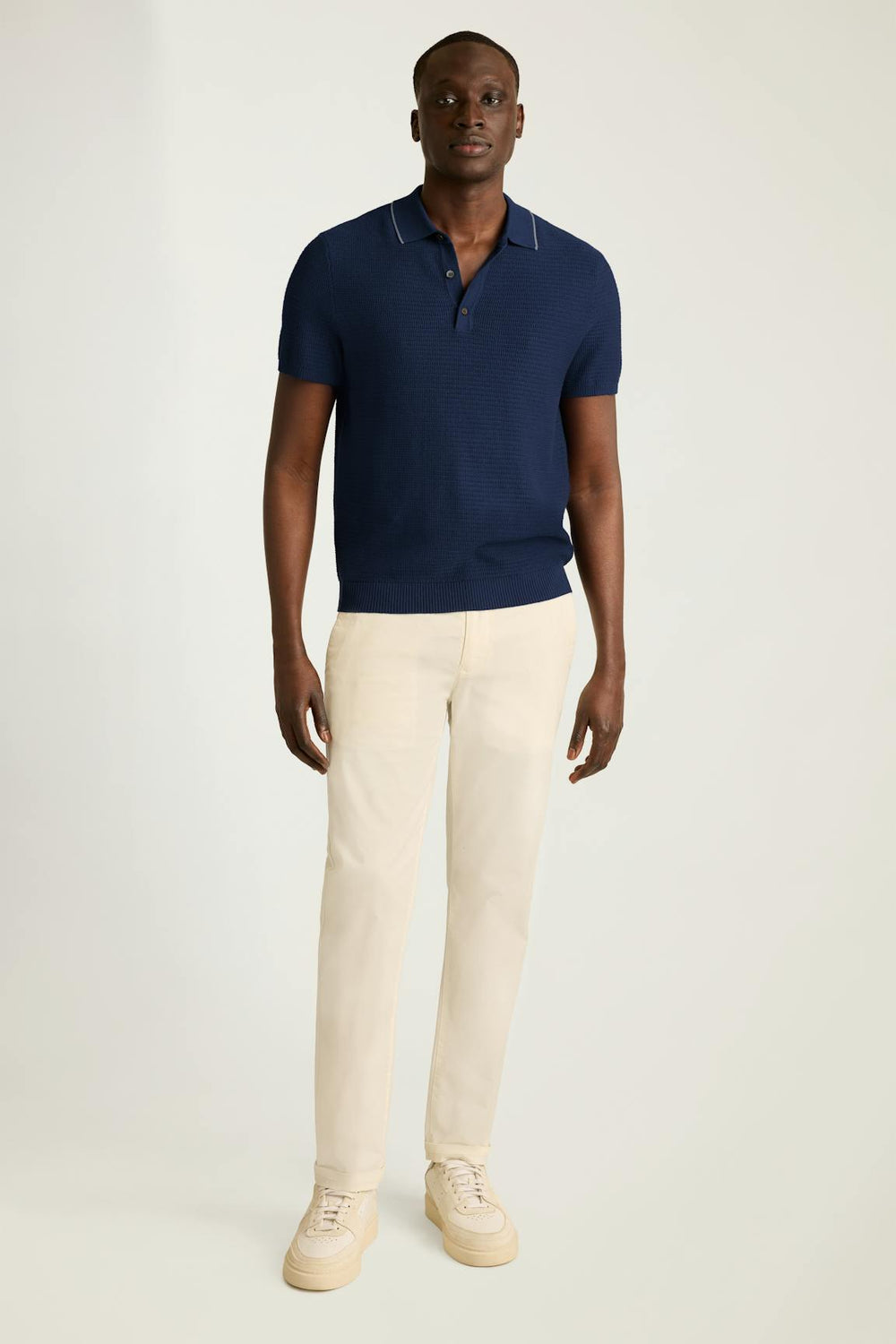 Hudson Sweater Polo / Bonobos - blue cotton cashmere stripe