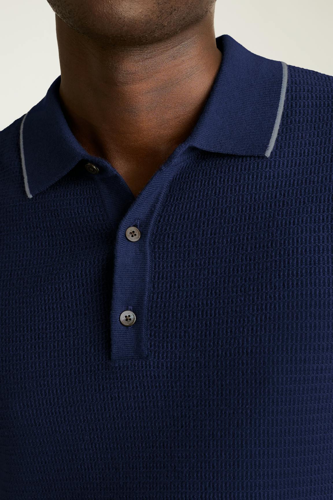 Hudson Sweater Polo / Bonobos - blue cotton cashmere stripe