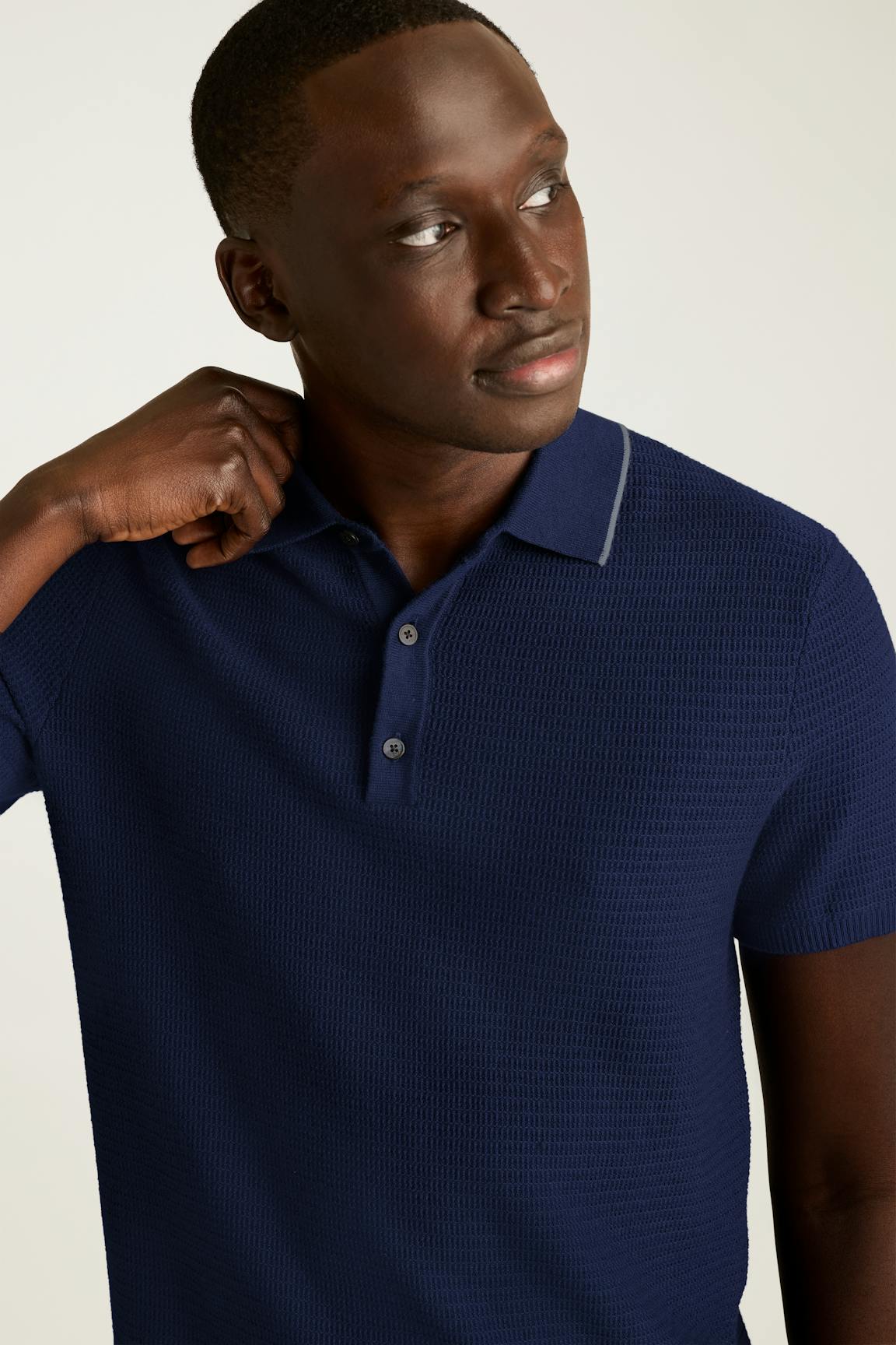 Hudson Sweater Polo / Bonobos - blue cotton cashmere stripe