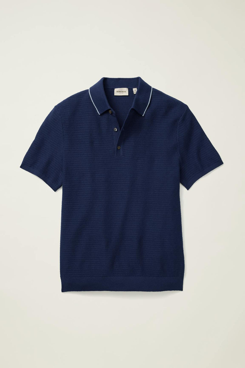 Hudson Sweater Polo / Bonobos - blue cotton cashmere stripe