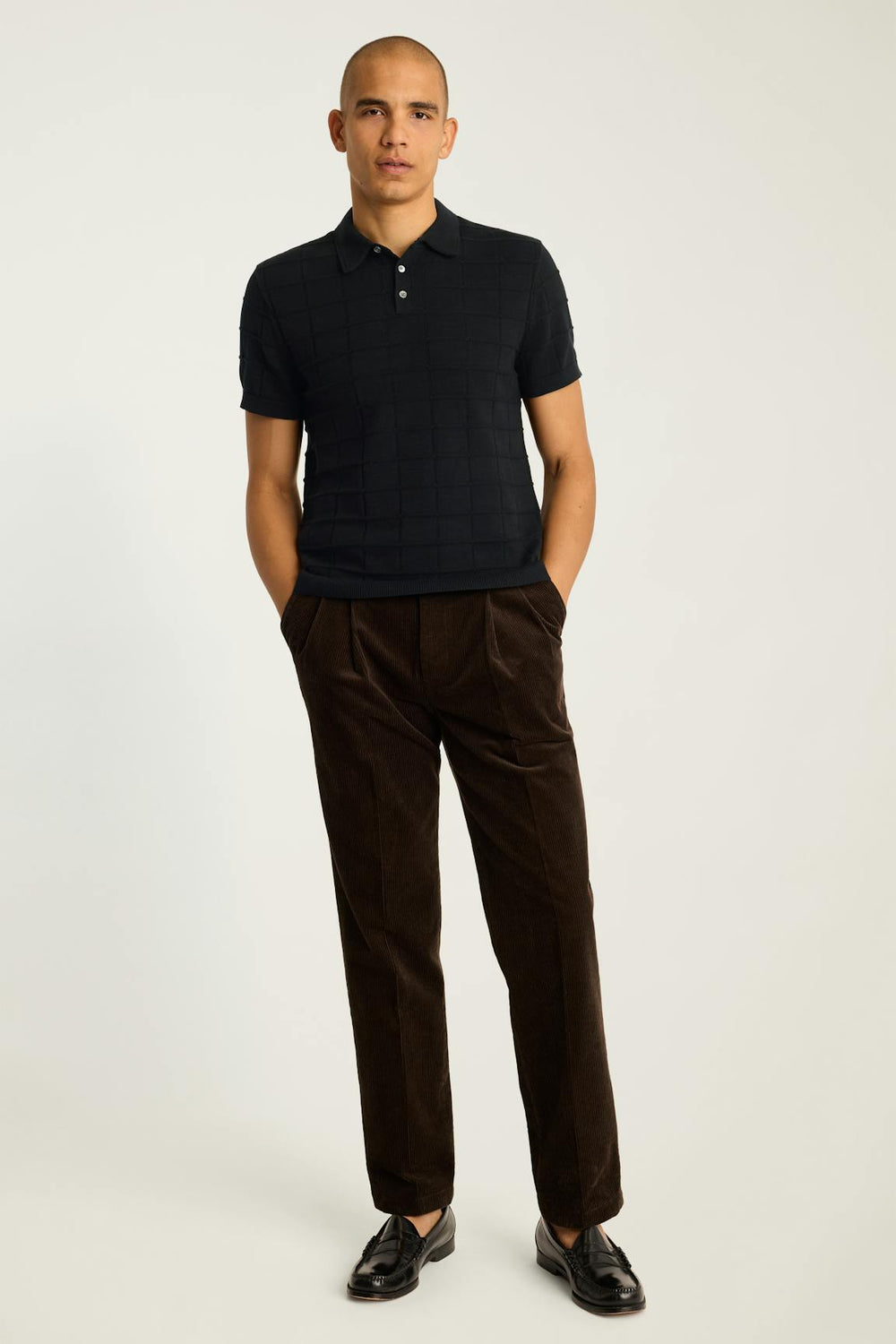 Hudson Sweater Polo / Bonobos - black cotton grid