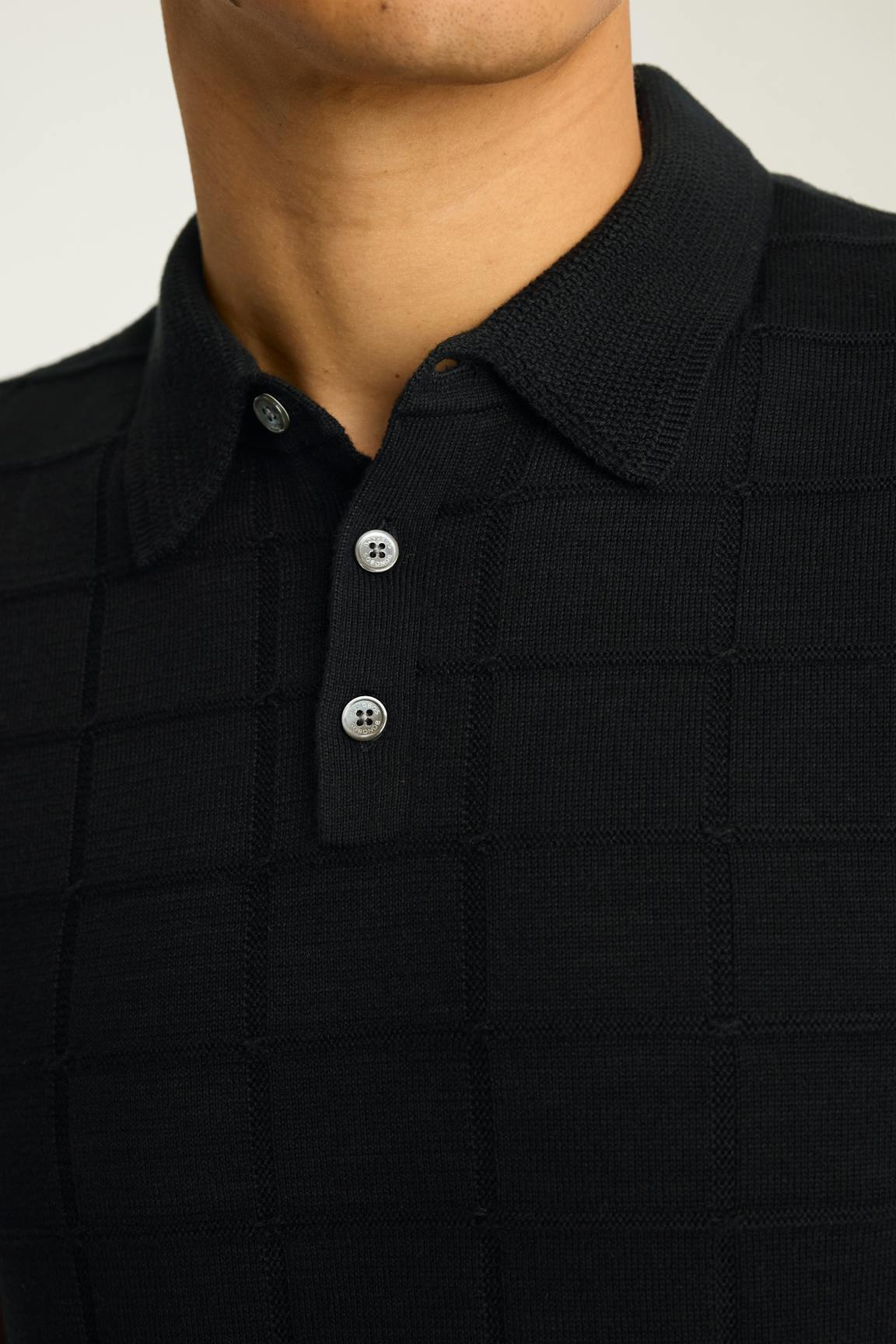 Hudson Sweater Polo / Bonobos - black cotton grid