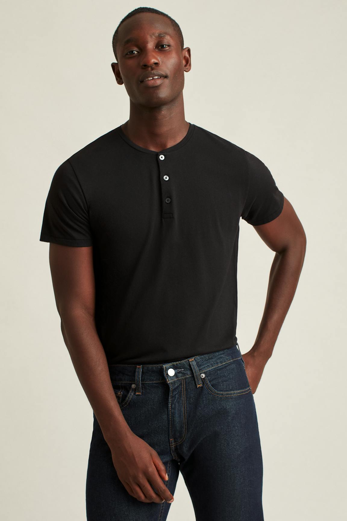 Pima Performance Short Sleeve Henley / Bonobos - jet black