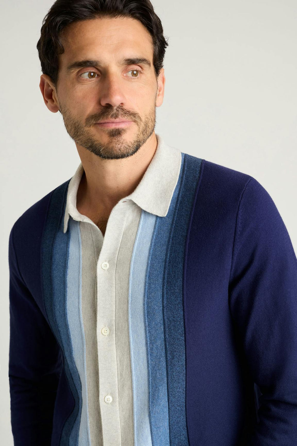 Hudson Long Sleeve Sweater Polo / Bonobos - blue ombre cotton cashmere