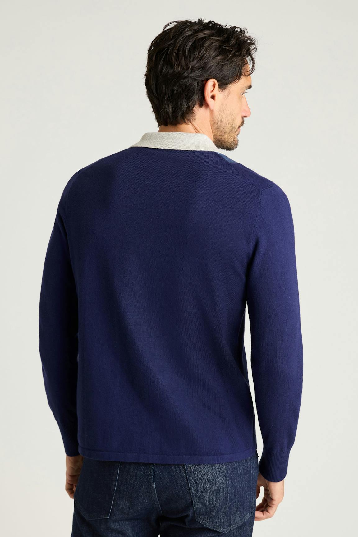 Hudson Long Sleeve Sweater Polo / Bonobos - blue ombre cotton cashmere