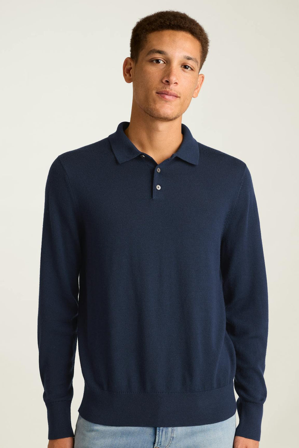 Merino Long Sleeve Sweater Polo / Bonobos - navy merino