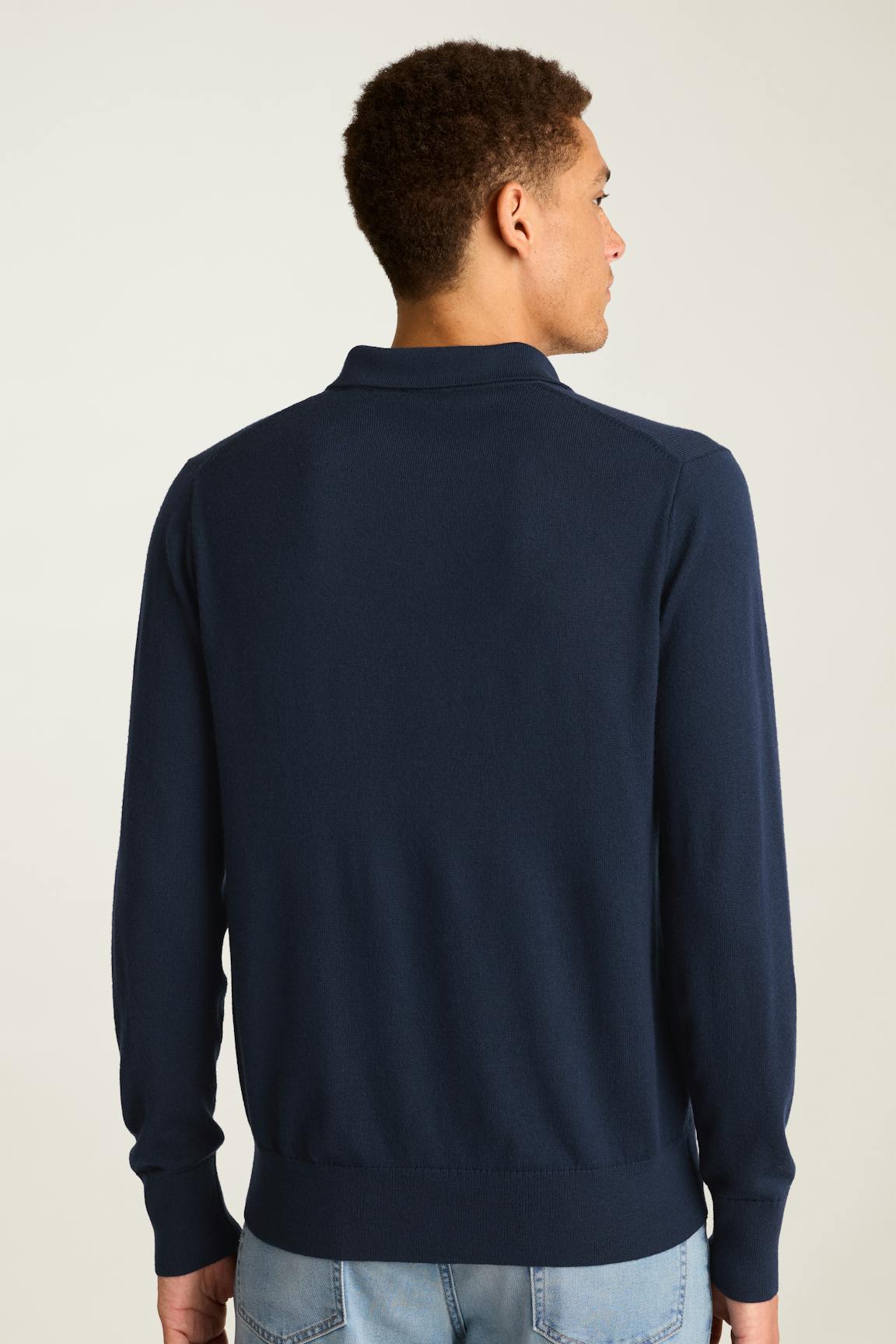 Merino Long Sleeve Sweater Polo / Bonobos - navy merino