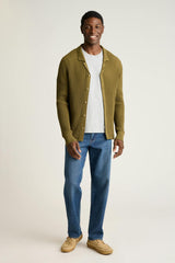 Hudson Long Sleeve Sweater Polo / Bonobos - olive green crochet cotton