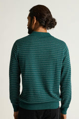 Hudson Long Sleeve Sweater Polo / Bonobos - blue green dotted cotton cashmere