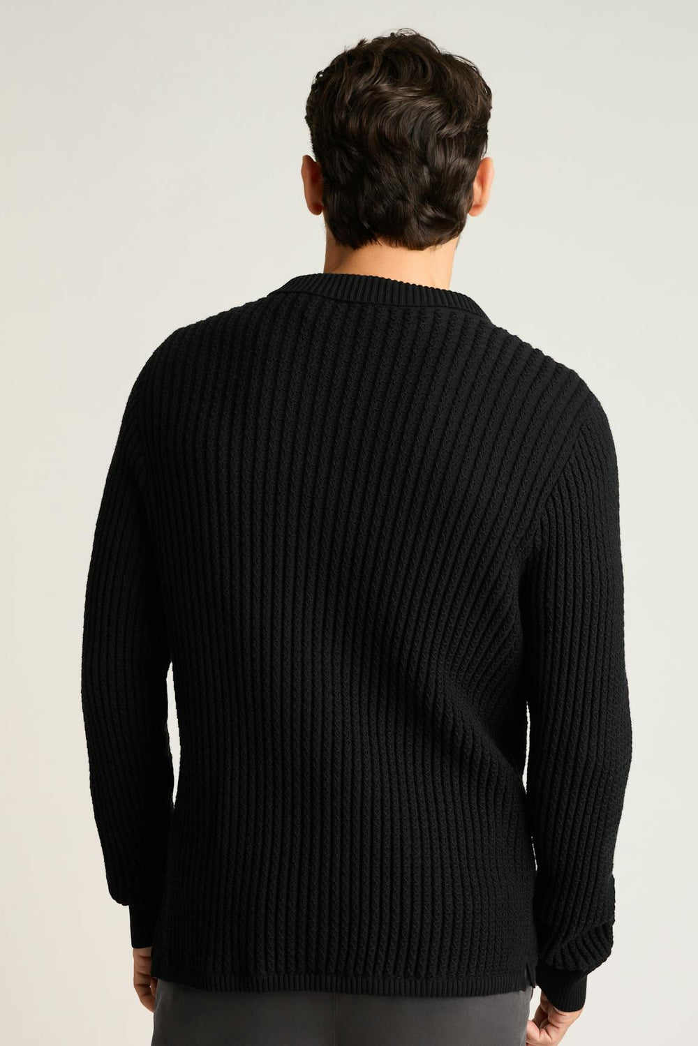 Hudson Long Sleeve Sweater Polo / Bonobos - black crochet cotton