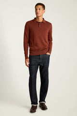Merino Long Sleeve Sweater Polo / Bonobos - dark amber merino