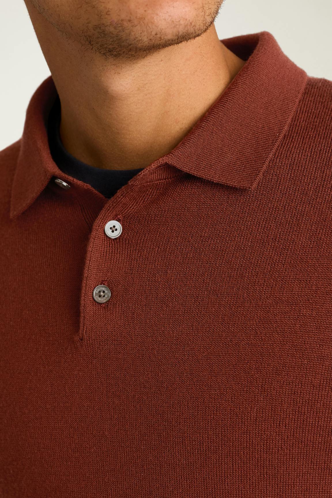 Merino Long Sleeve Sweater Polo / Bonobos - dark amber merino