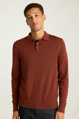 Merino Long Sleeve Sweater Polo / Bonobos - dark amber merino