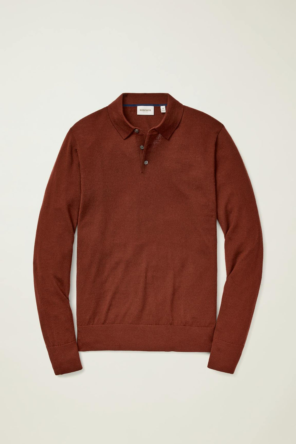 Merino Long Sleeve Sweater Polo / Bonobos - dark amber merino