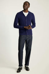 Hudson Long Sleeve Sweater Polo / Bonobos - navy cotton cashmere diamond