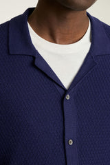 Hudson Long Sleeve Sweater Polo / Bonobos - navy cotton cashmere diamond
