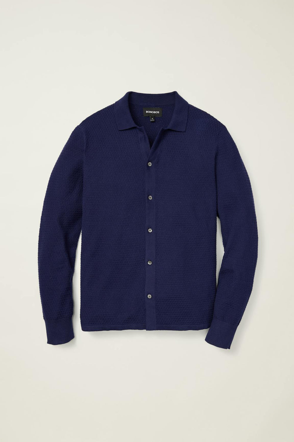 Hudson Long Sleeve Sweater Polo / Bonobos - navy cotton cashmere diamond