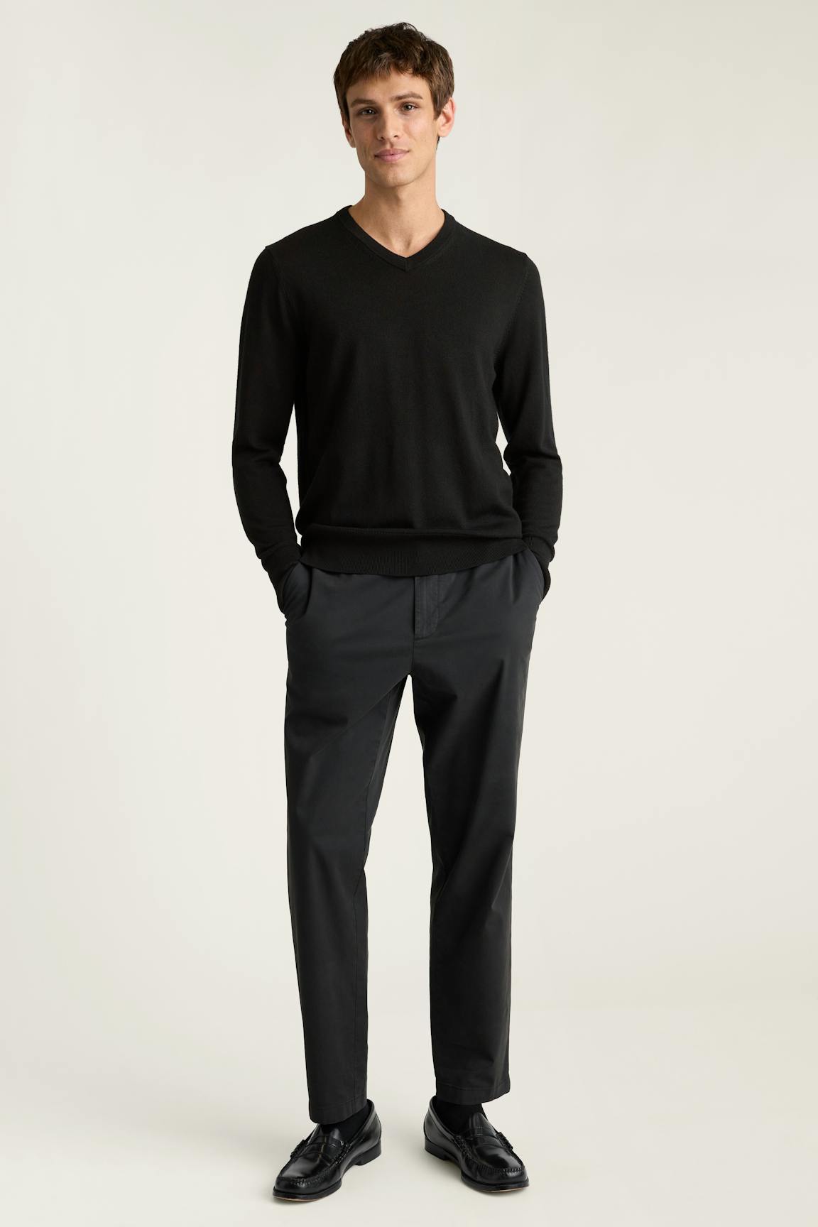 Washable Merino V-Neck Sweater / Bonobos - jet black