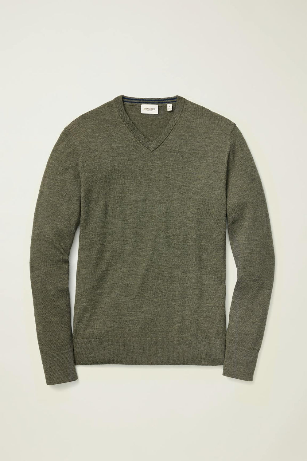 Washable Merino V-Neck Sweater / Bonobos - olive green heather