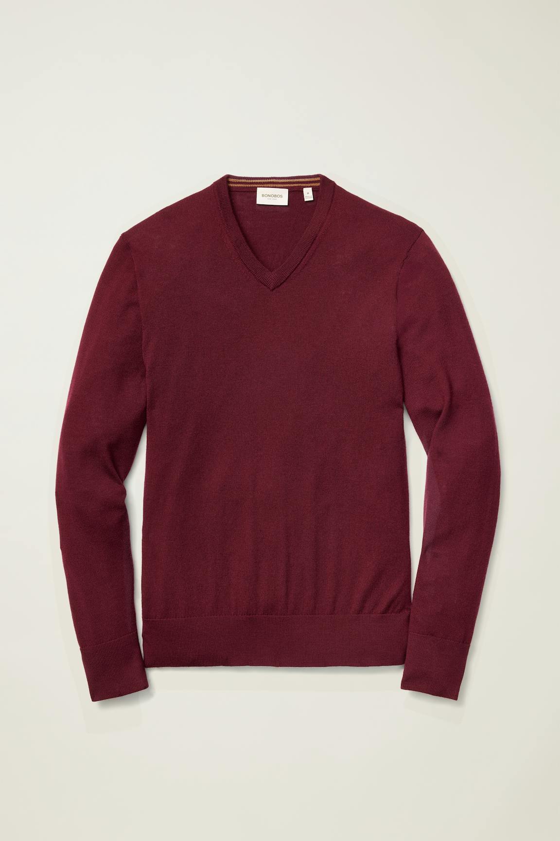 Washable Merino V-Neck Sweater / Bonobos - bordeaux