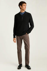 Cotton Cashmere Henley Sweater / Bonobos - black