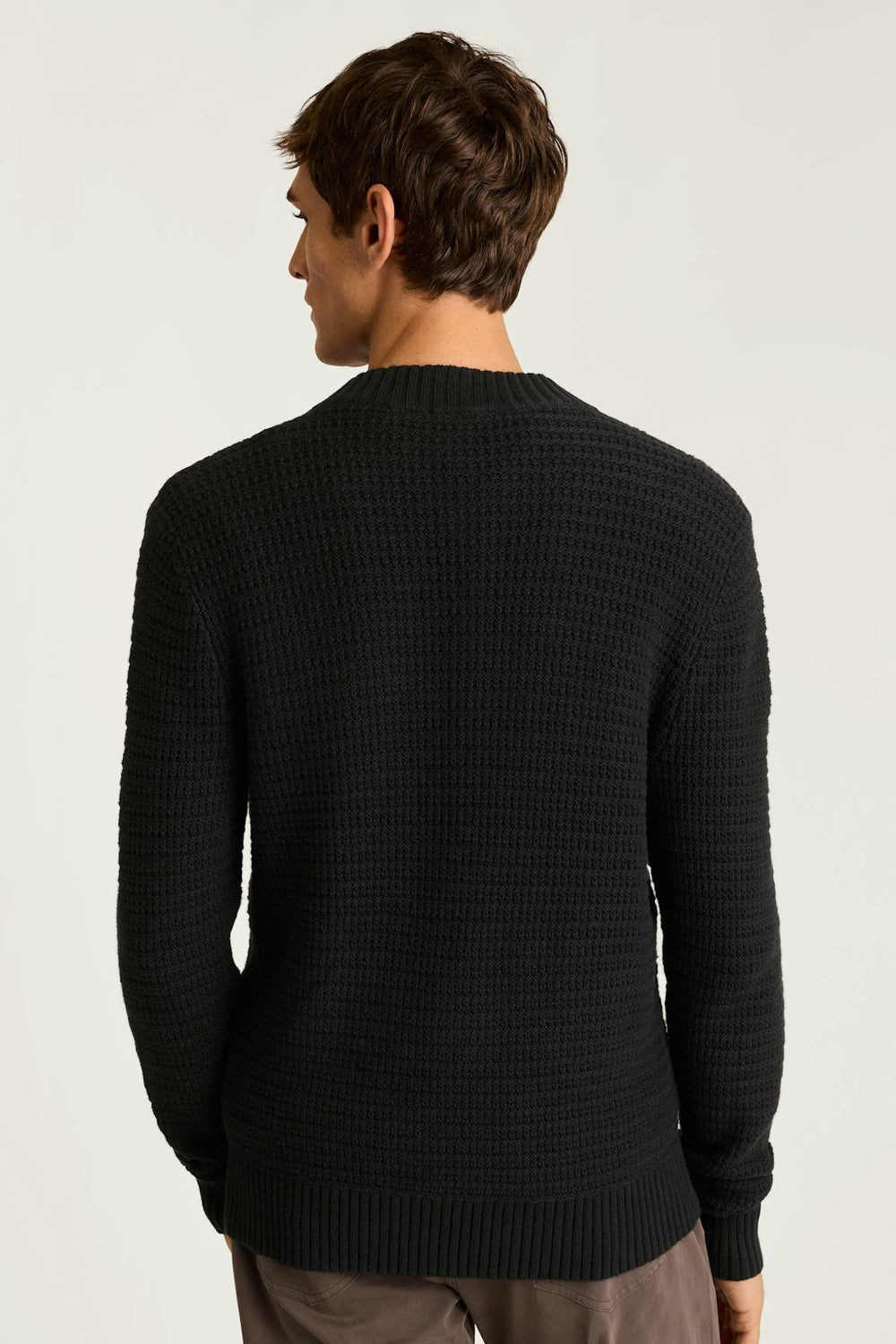 Cotton Cashmere Henley Sweater / Bonobos - black