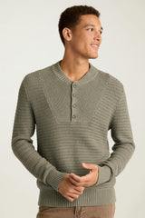Cotton Cashmere Henley Sweater / Bonobos - light olive green