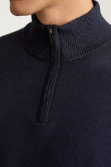 Washable Cotton Cashmere Quarter Zip / Bonobos - navy blue feeder stripe