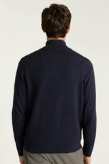 Washable Cotton Cashmere Quarter Zip / Bonobos - navy blue feeder stripe
