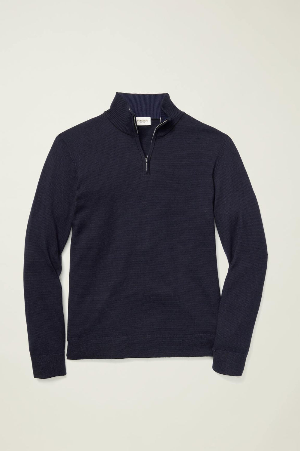 Washable Cotton Cashmere Quarter Zip / Bonobos - navy blue feeder stripe