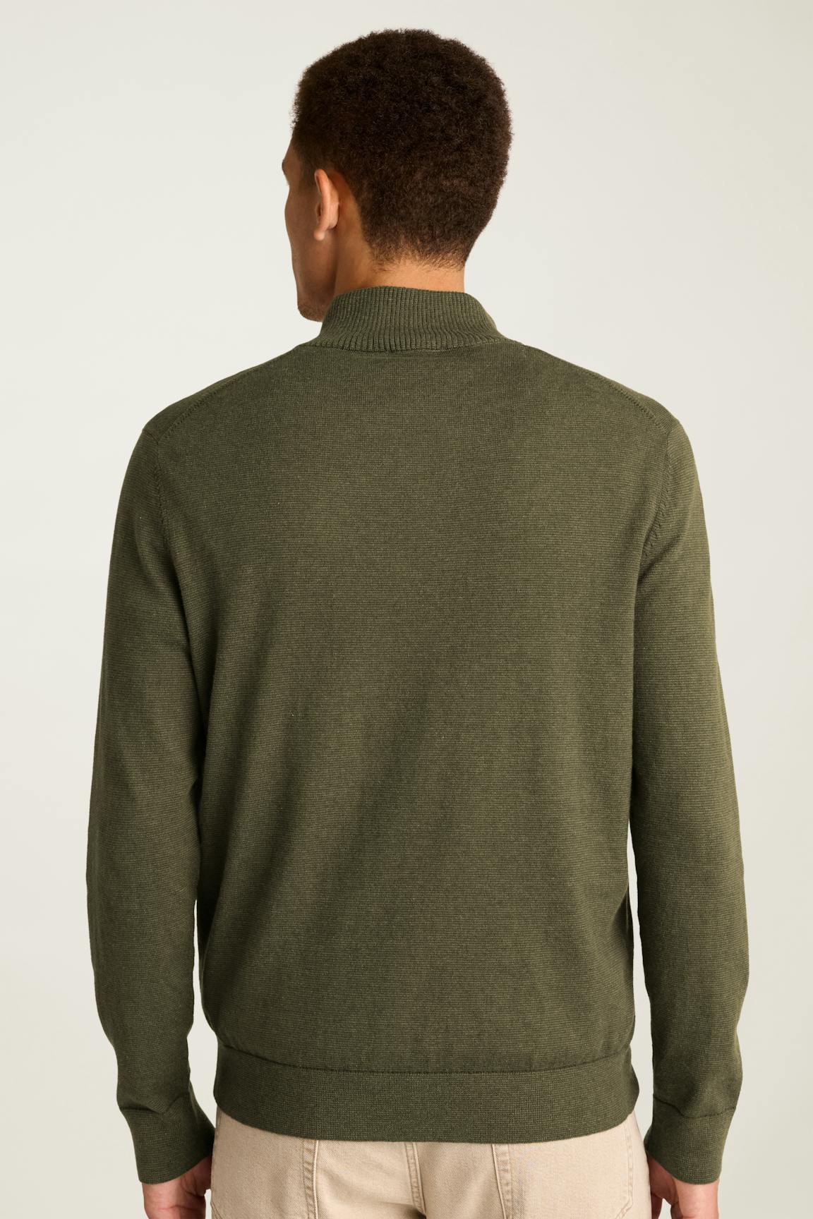 Washable Cotton Cashmere Quarter Zip / Bonobos - olive green feeder stripe