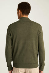 Washable Cotton Cashmere Quarter Zip / Bonobos - olive green feeder stripe