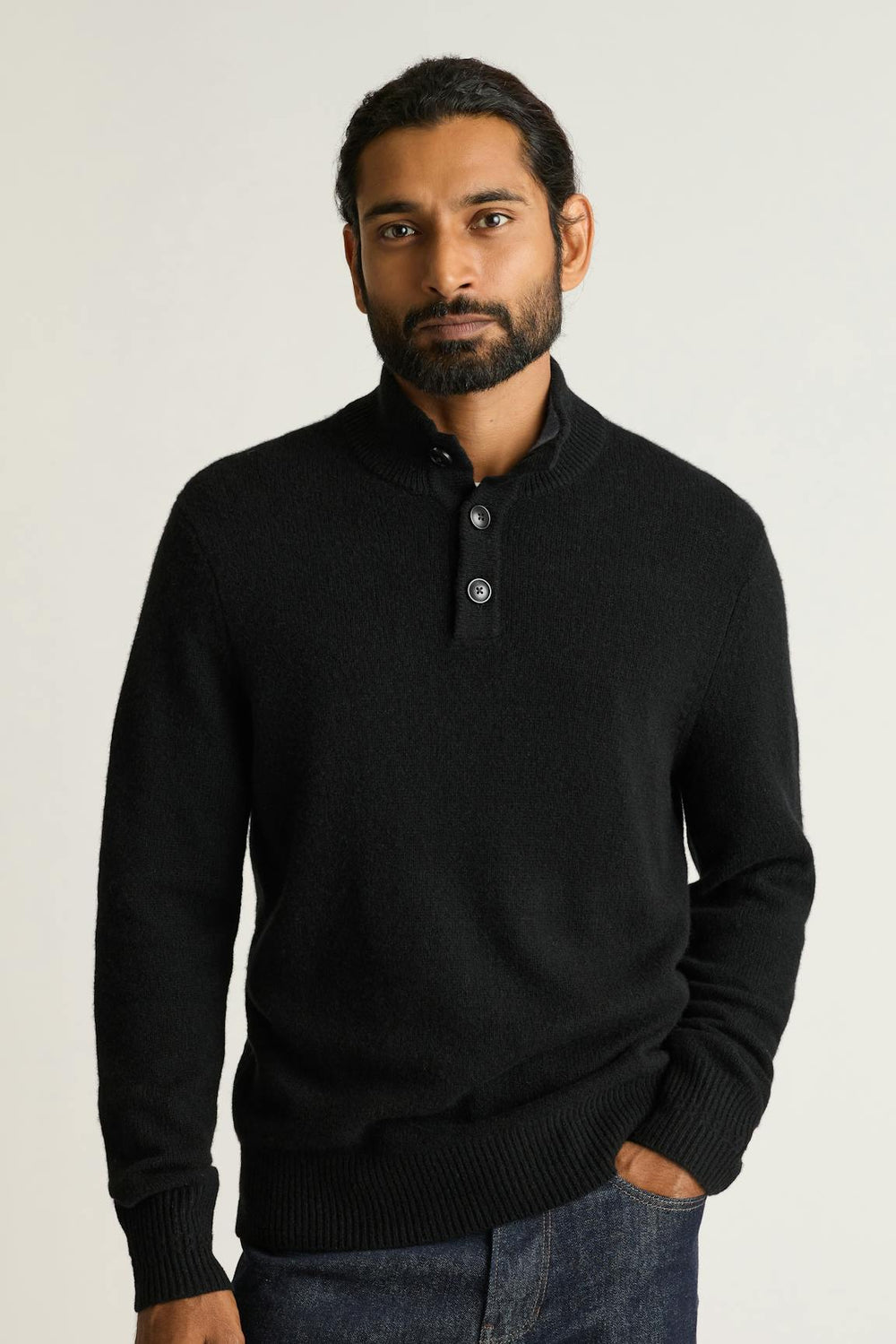 Italian Cashmere Mock Neck Sweater / Bonobos - black