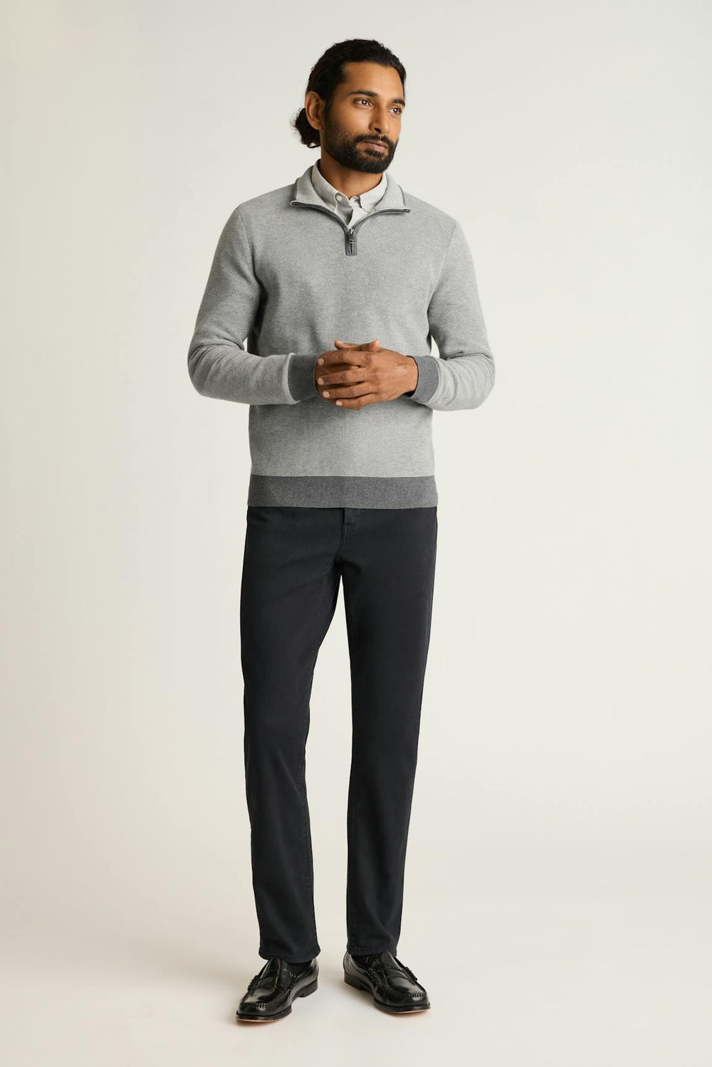 Washable Cotton Cashmere Quarter Zip / Bonobos - ash grey