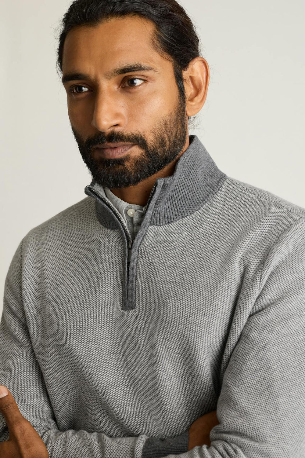 Washable Cotton Cashmere Quarter Zip / Bonobos - ash grey