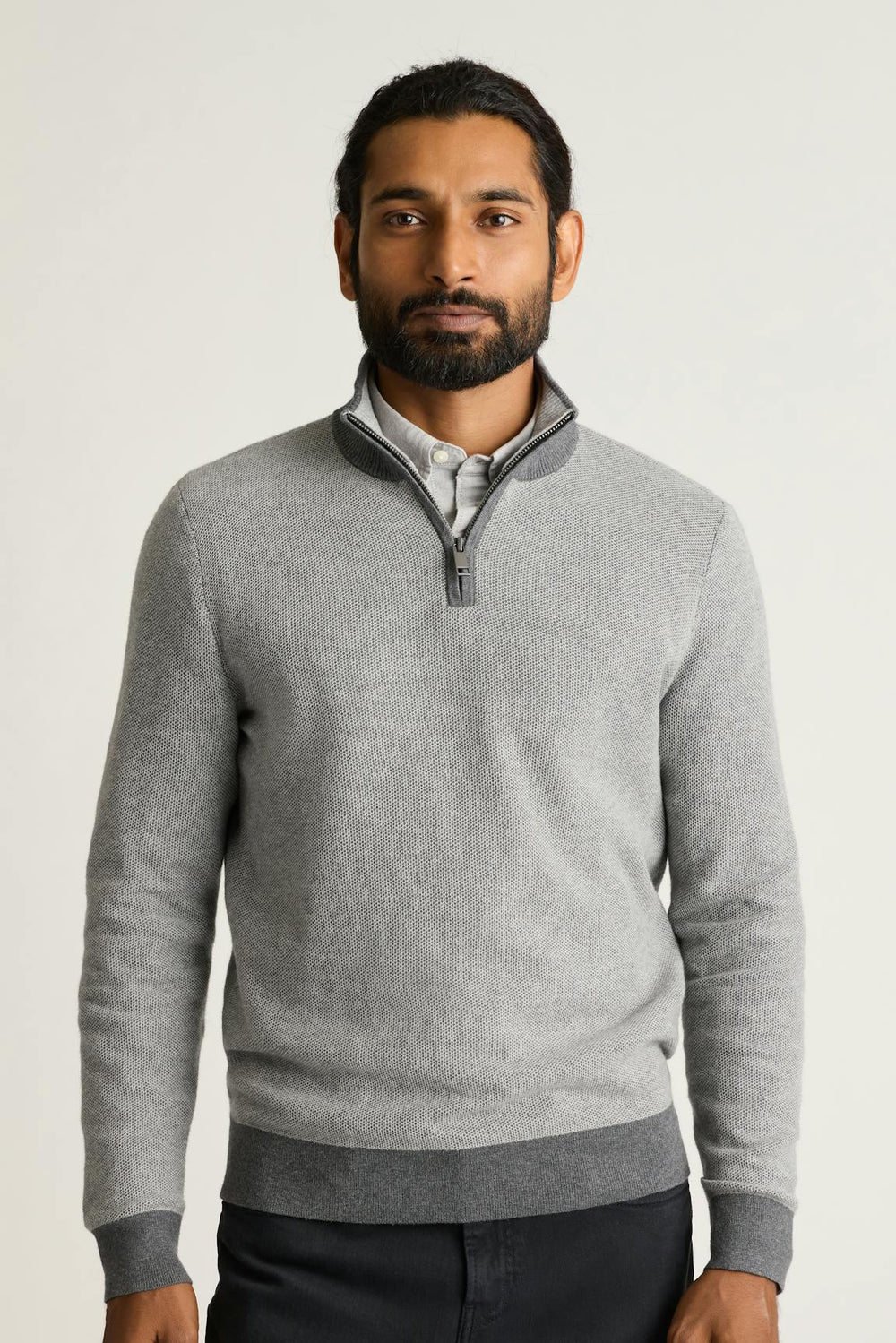 Washable Cotton Cashmere Quarter Zip / Bonobos - ash grey