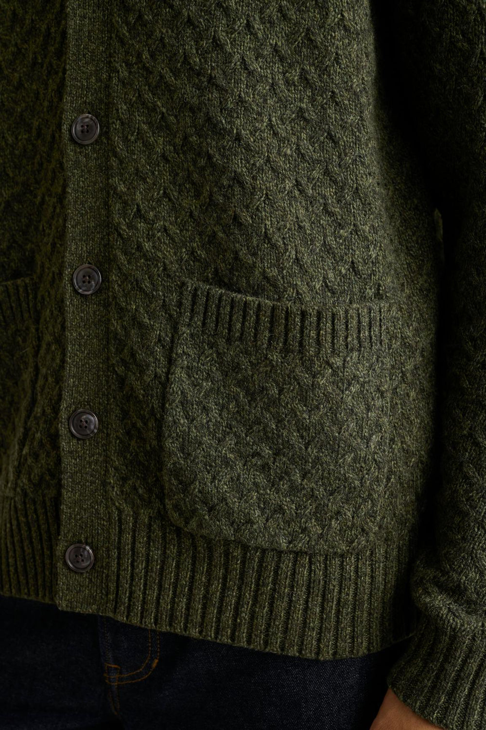 Merino Blend Cable Cardigan / Bonobos - dark olive green
