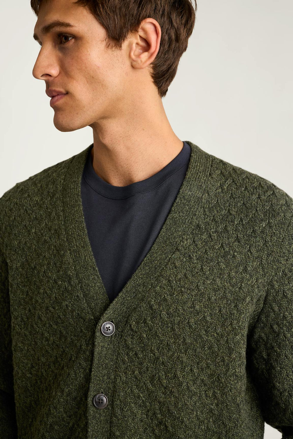 Merino Blend Cable Cardigan / Bonobos - dark olive green