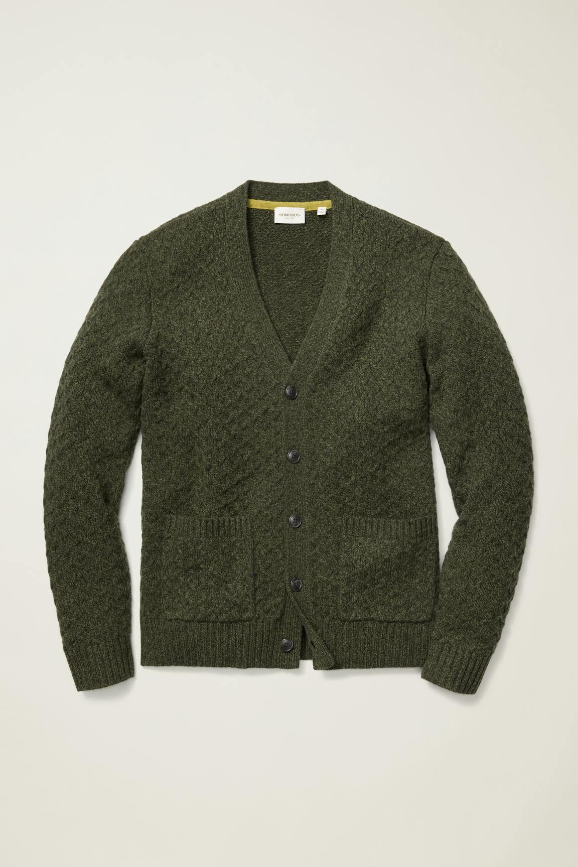 Merino Blend Cable Cardigan / Bonobos - dark olive green