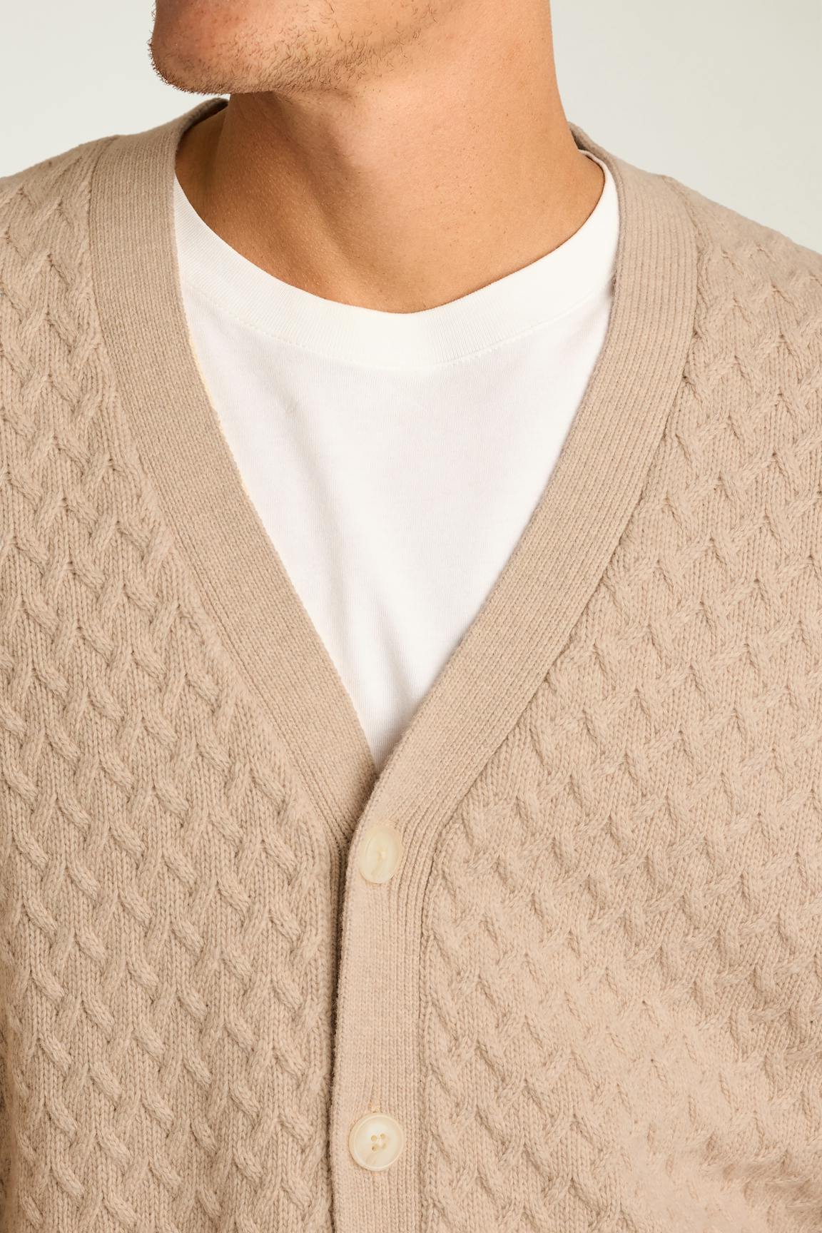 Merino Blend Cable Cardigan / Bonobos - ivory