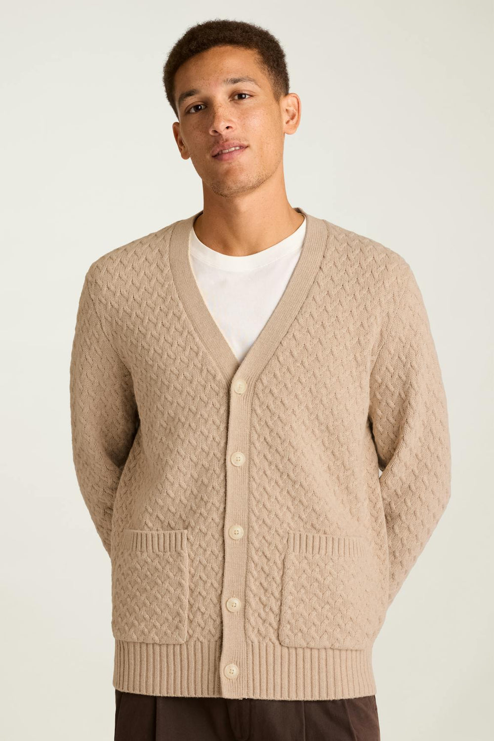 Merino Blend Cable Cardigan / Bonobos - ivory
