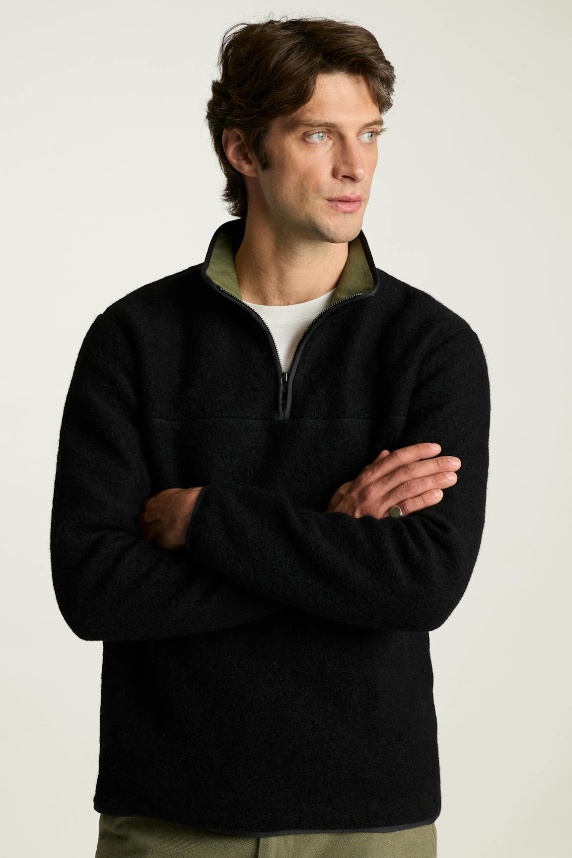 Italian Wool Fleece Quarter Zip / Bonobos - black