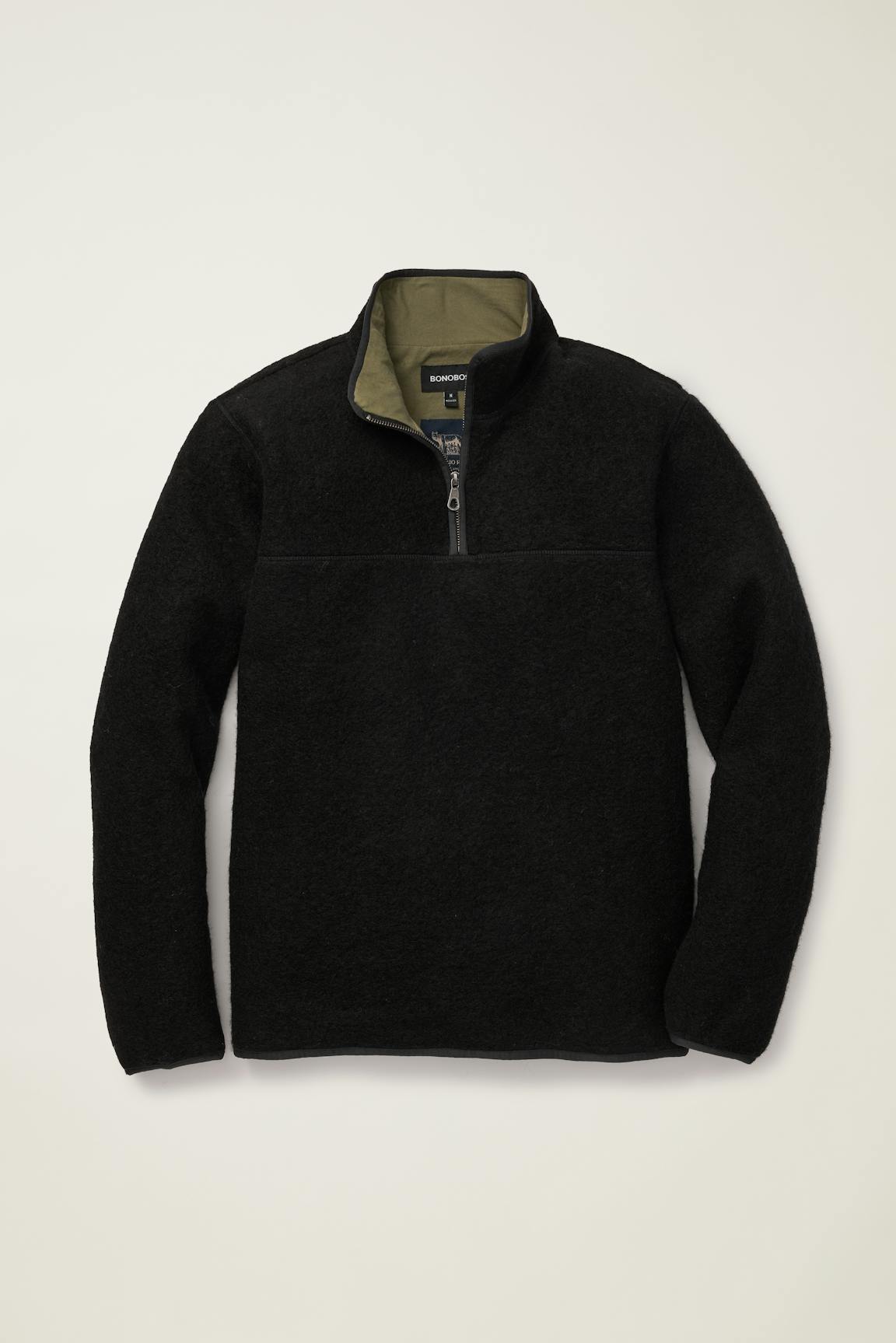 Italian Wool Fleece Quarter Zip / Bonobos - black
