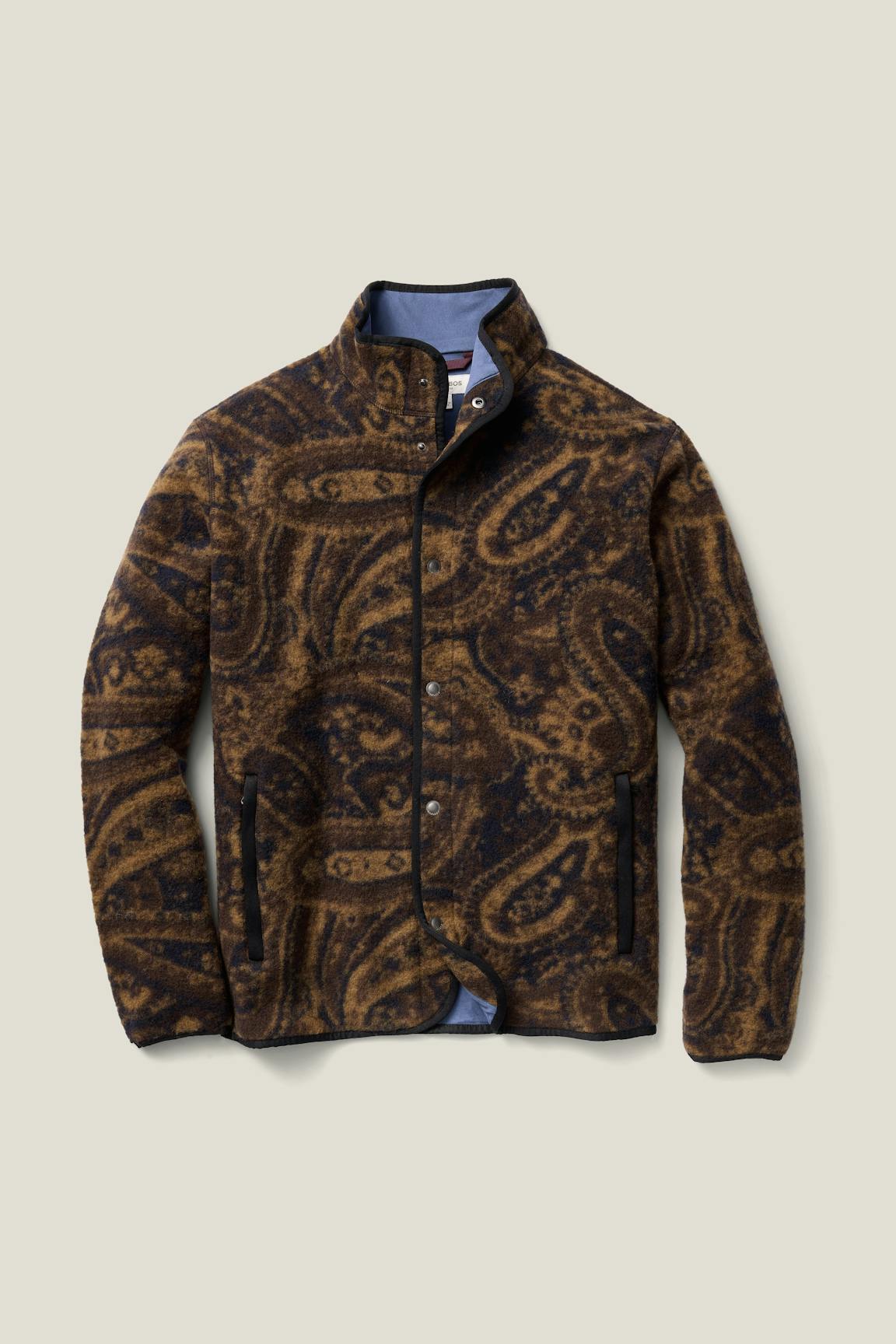 Italian Wool Fleece Jacket / Bonobos - brown blue paisley