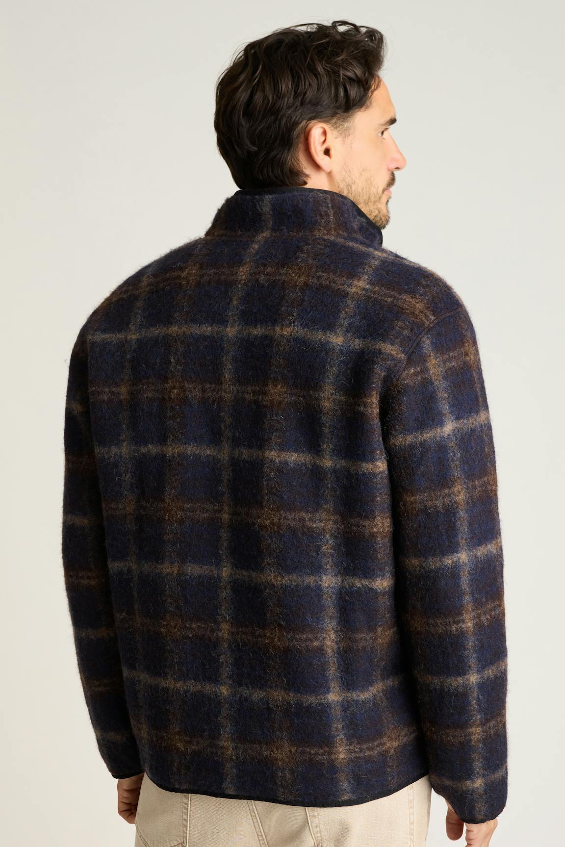 Italian Wool Fleece Jacket / Bonobos - navy brown plaid