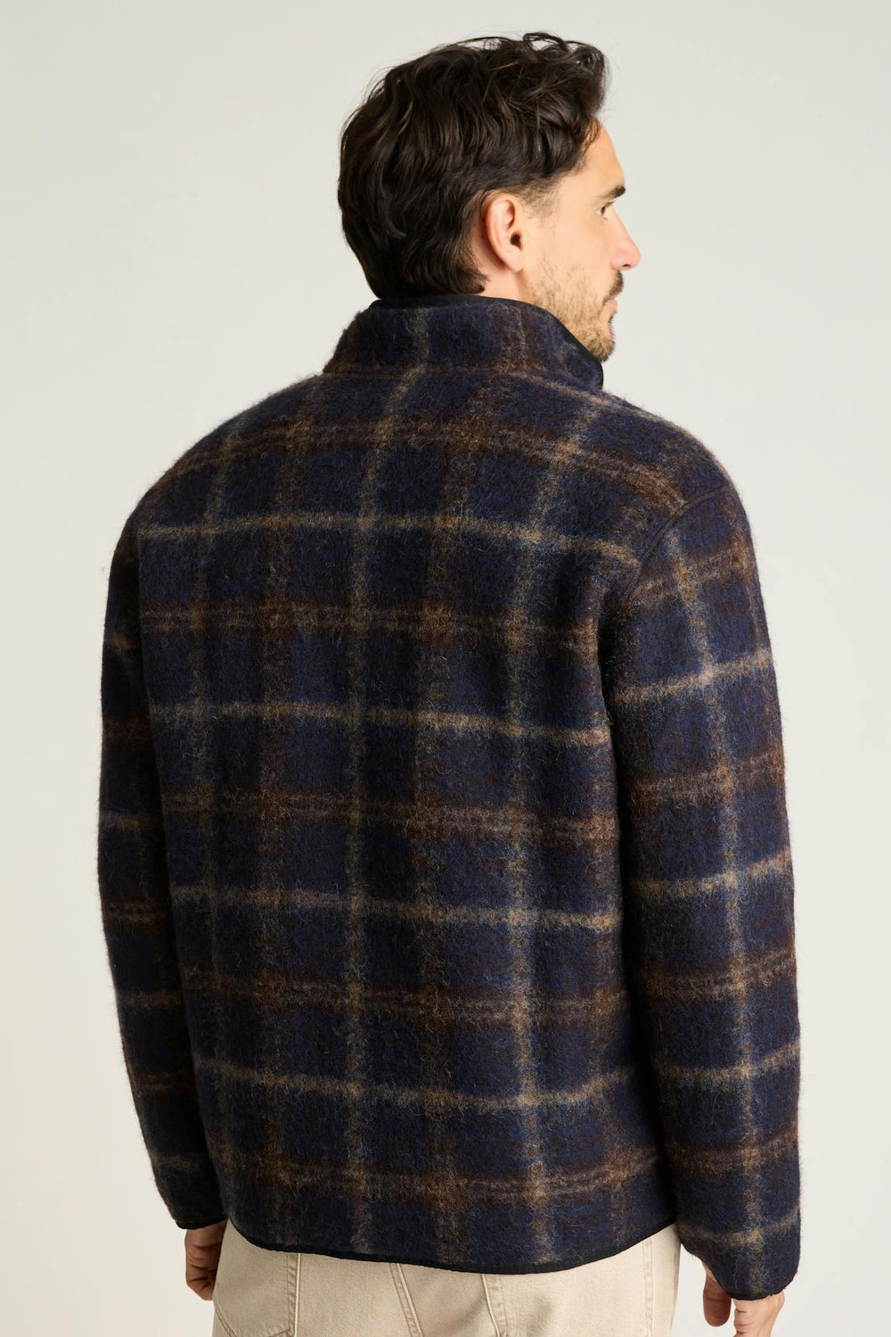 Italian Wool Fleece Jacket / Bonobos - navy brown plaid