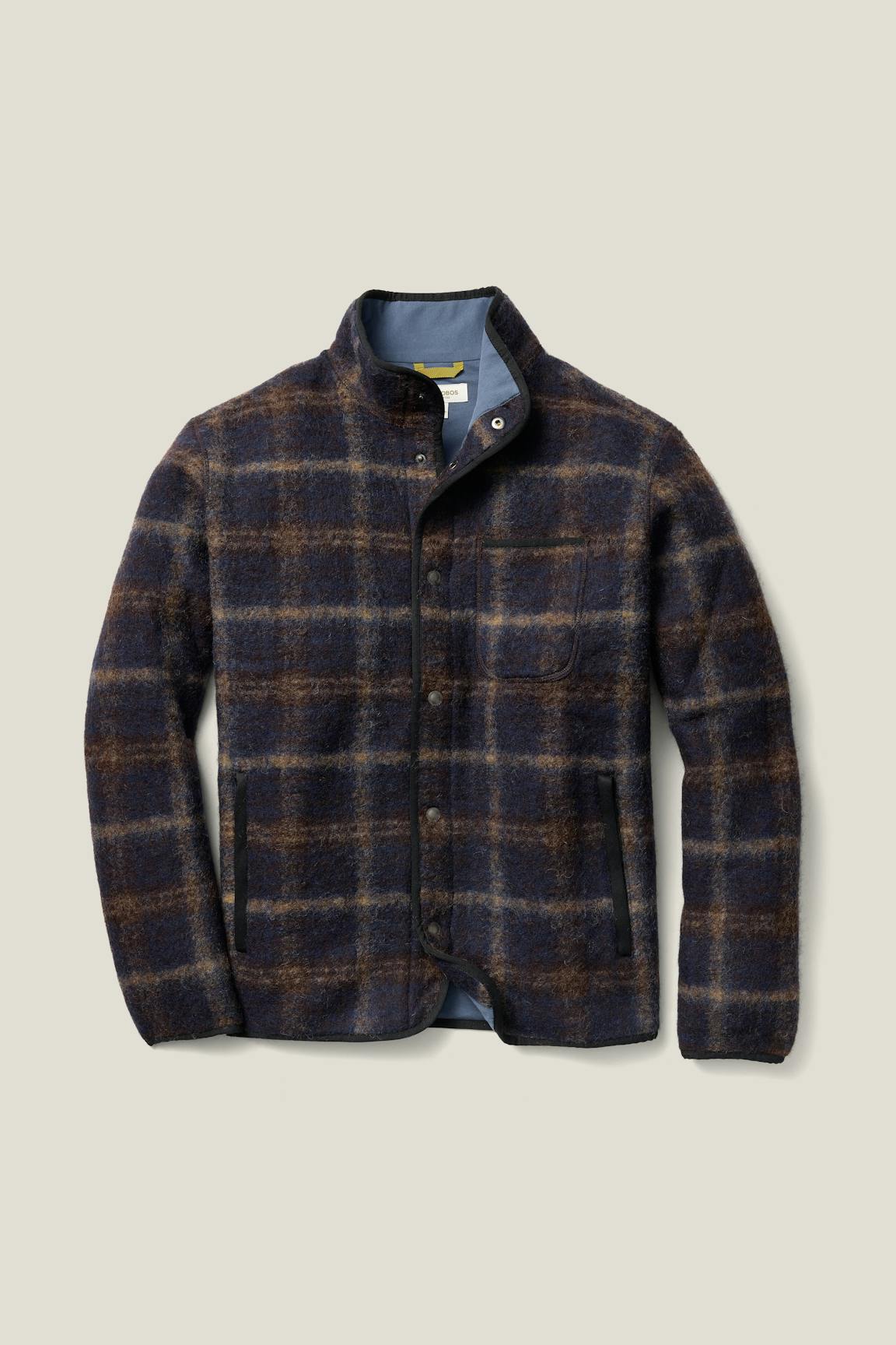 Italian Wool Fleece Jacket / Bonobos - navy brown plaid
