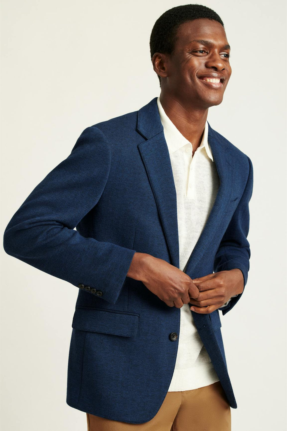 Jetsetter Knit Blazer / Bonobos - ocean blue herringbone