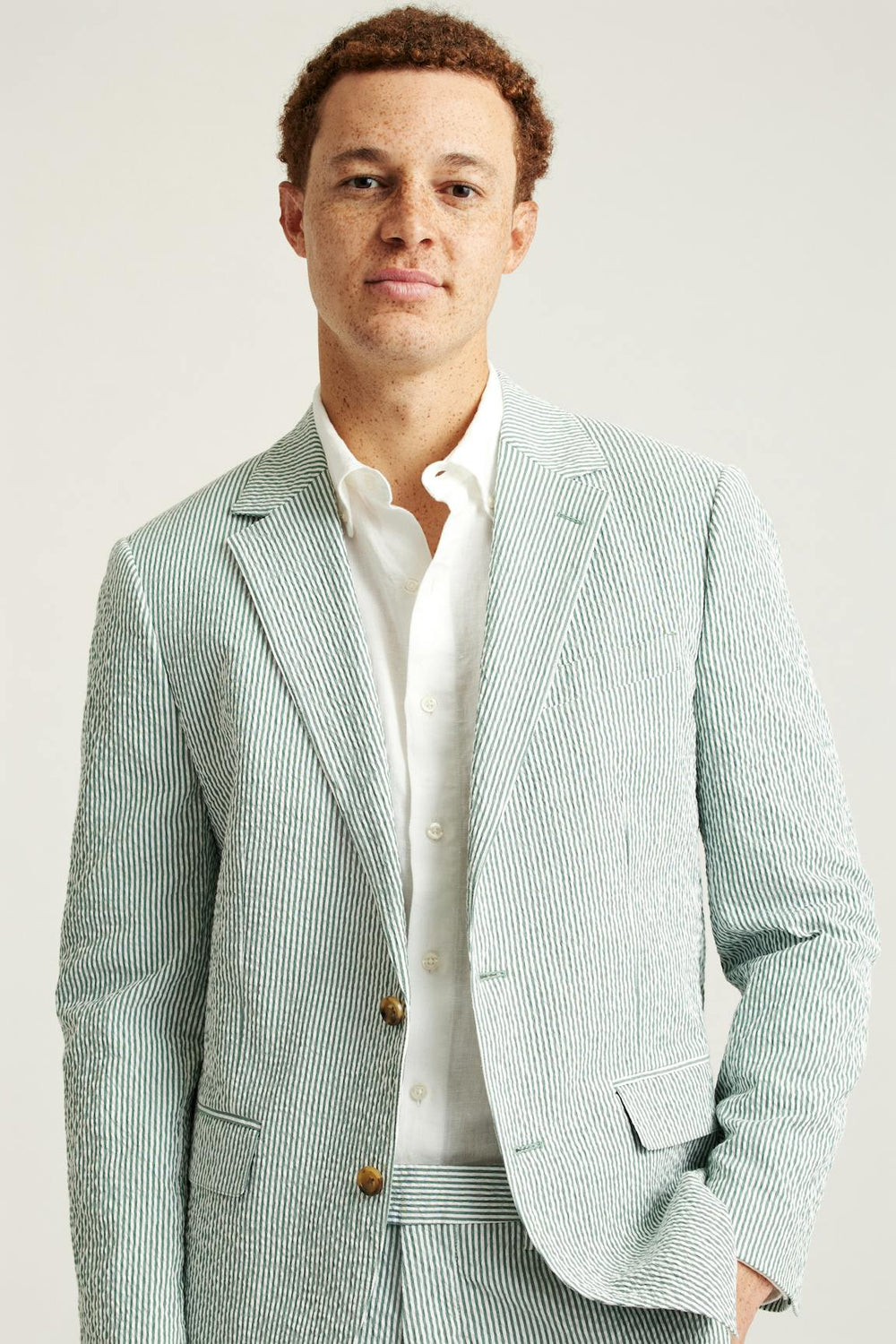 Jetsetter Italian Seersucker Blazer / Bonobos - olive and white stripe